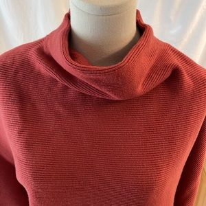 BluIvy Blu Ivy Women’s Ribbed Funnel Neck Sweater - Rust Red M/L Oversized